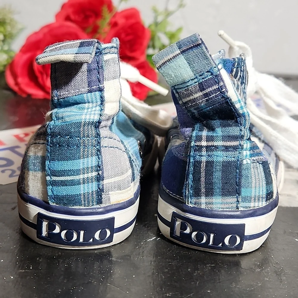 POLO Embroidered Hi Top Sneakers 5 Blue